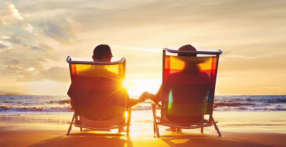Retired couple on the beach